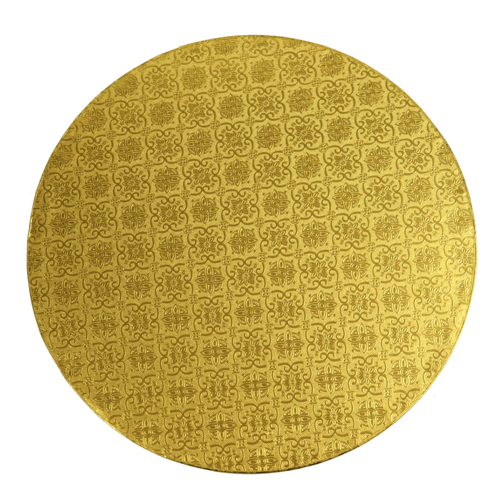 O'Creme Round Gold Cake Drum Board, 9" x 1/2" High, Pack of 5