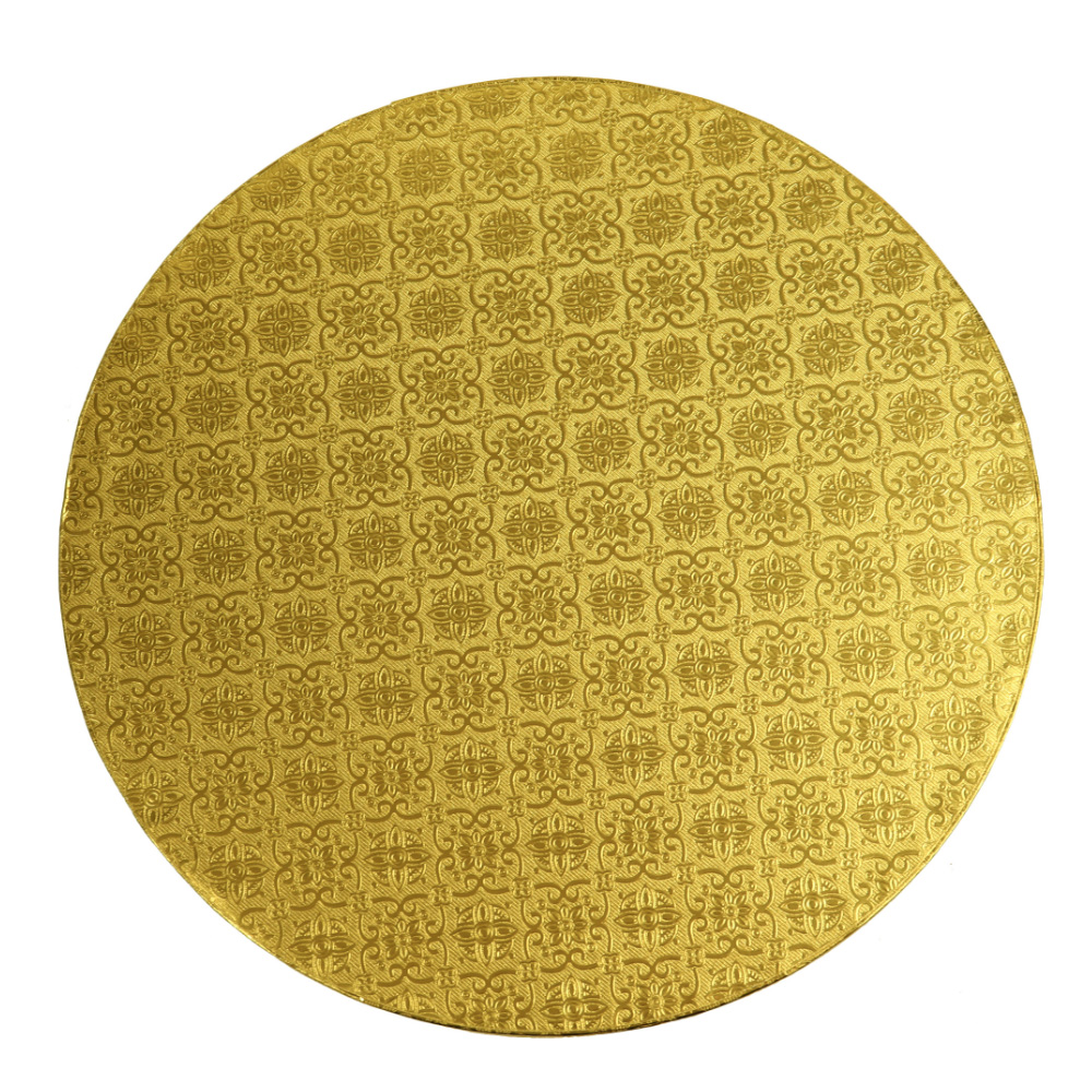 O'Creme Round Gold Cake Drum Board, 14" x 1/2" High, Pack of 5