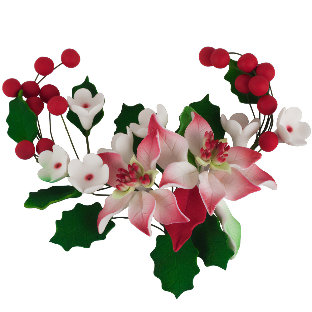 O'Creme Shaded Poinsettia Gumpaste Flower Spray