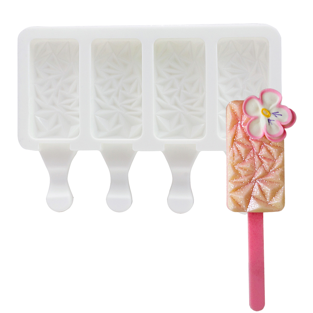 O'Creme Silicone Ice Cream Pop Mold, Abstract, 4 Cavities