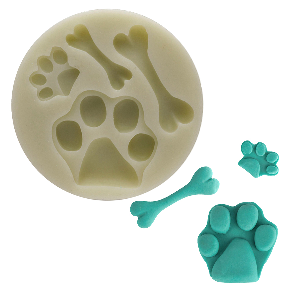 O'Creme Silicone Mold, Dog Bones & Paw Prints 