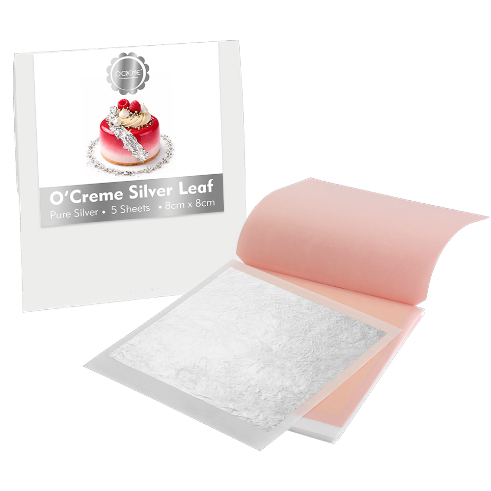 O'Creme Silver Leaf Sheets, 3.14" x 3.14" - Pack of 5