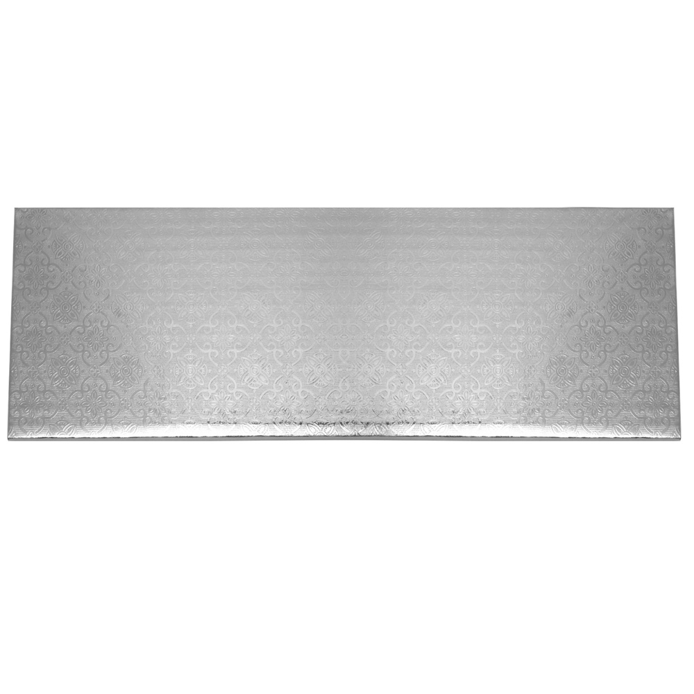 O'Creme Silver Log Cake Board, 14-1/5" x 5" x 1/4" - Pack of 10