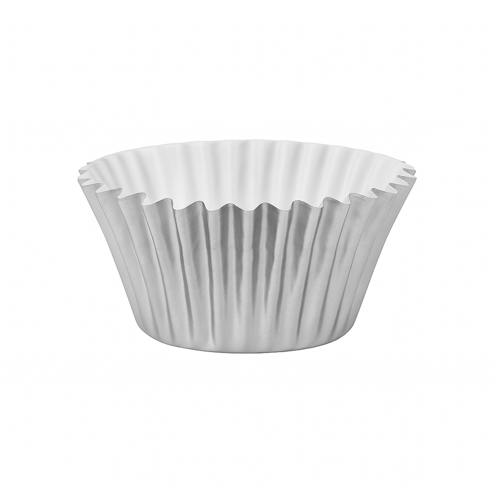 O'Creme Silver Mini Foil Cupcake Liner, 1.25" Diameter - Pack of 500