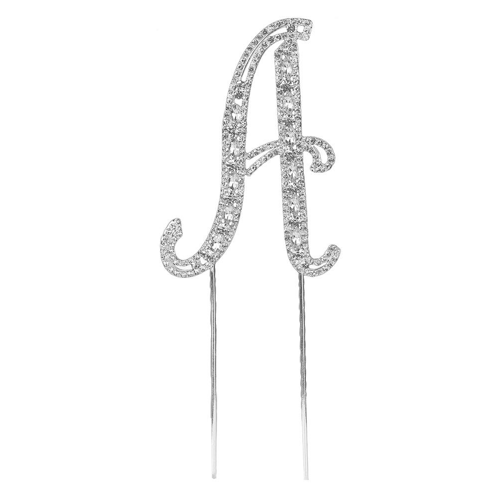 O'Creme Silver Rhinestone 'Letter A' Cake Topper