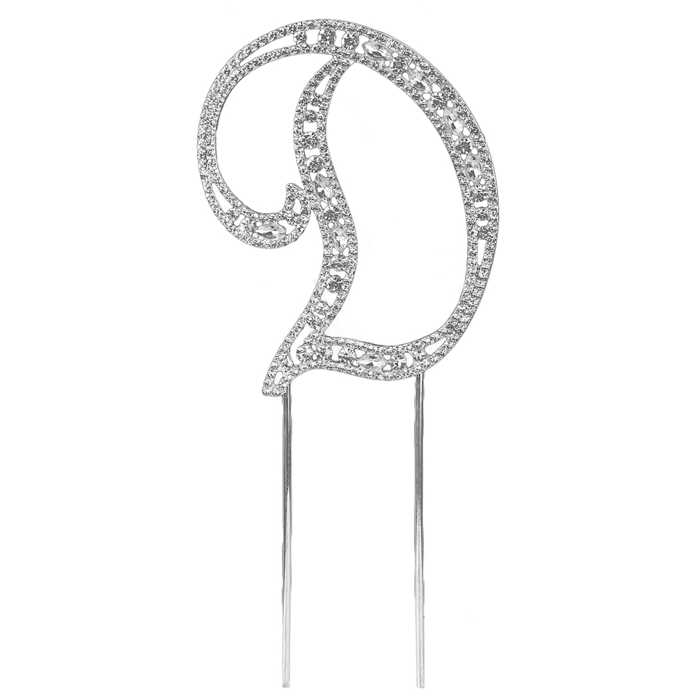 O'Creme Silver Rhinestone 'Letter D' Cake Topper