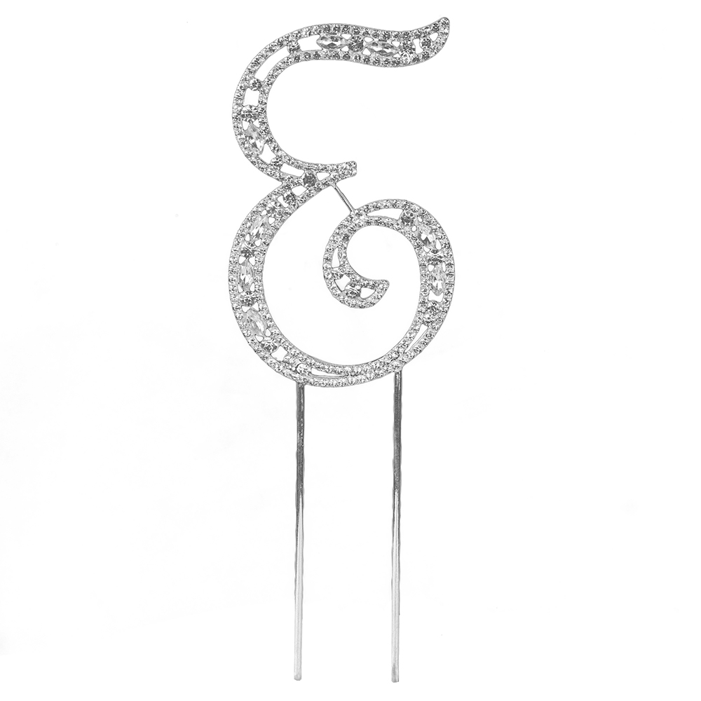 O'Creme Silver Rhinestone 'Letter E' Cake Topper