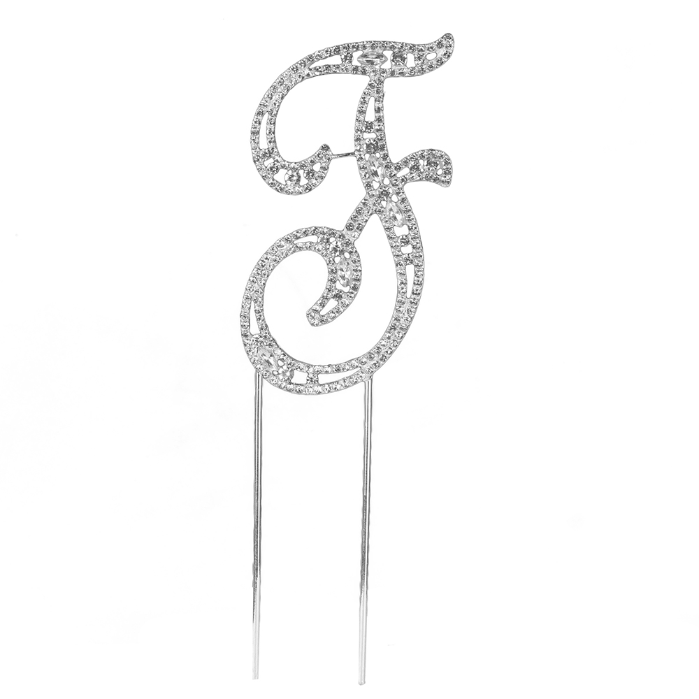 O'Creme Silver Rhinestone 'Letter F' Cake Topper