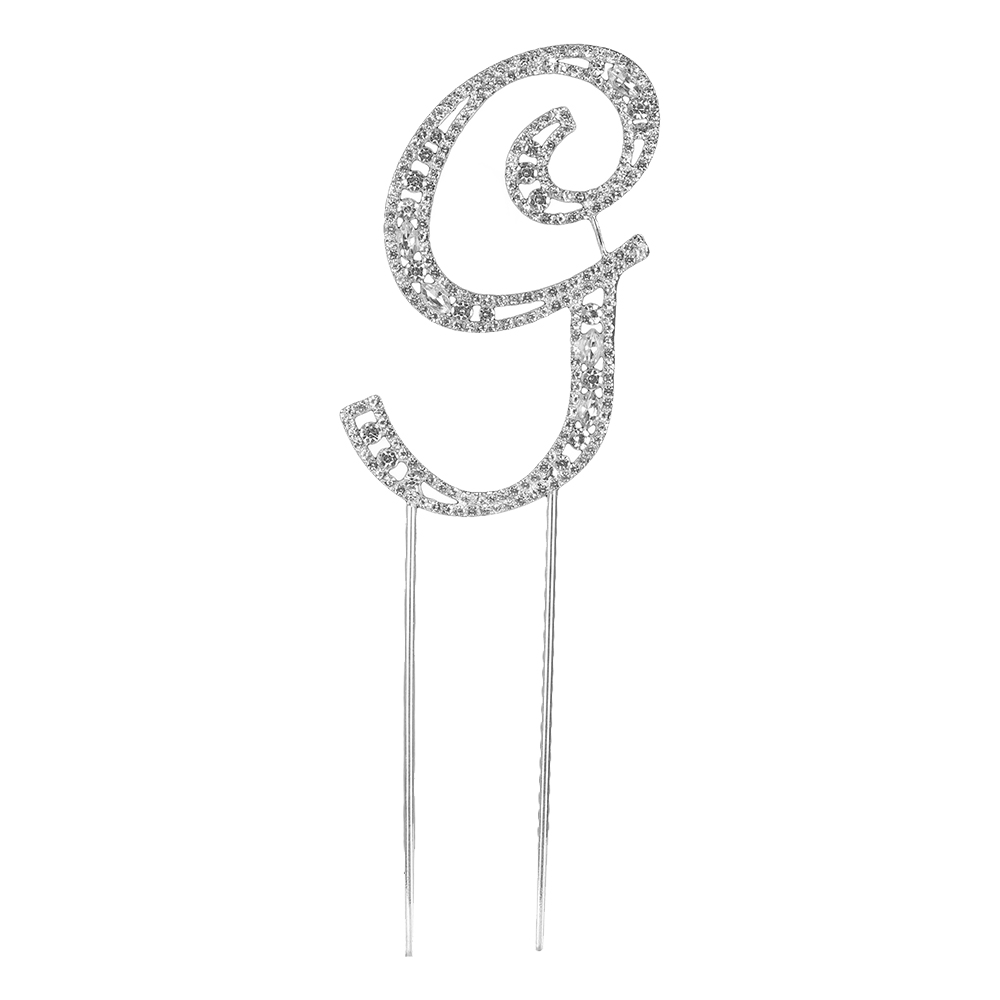 O'Creme Silver Rhinestone 'Letter G' Cake Topper