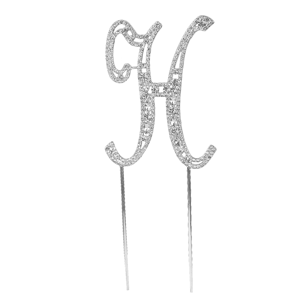 O'Creme Silver Rhinestone 'Letter H' Cake Topper