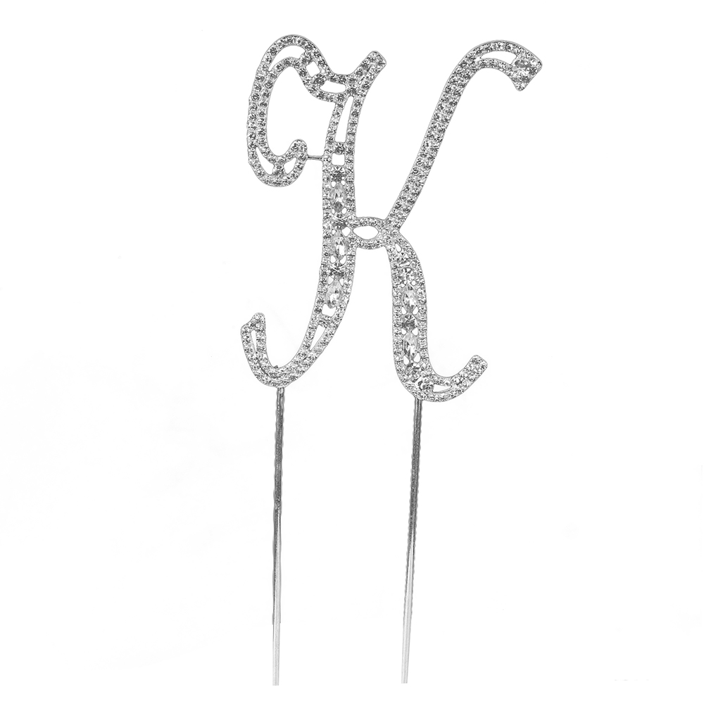 O'Creme Silver Rhinestone 'Letter K' Cake Topper