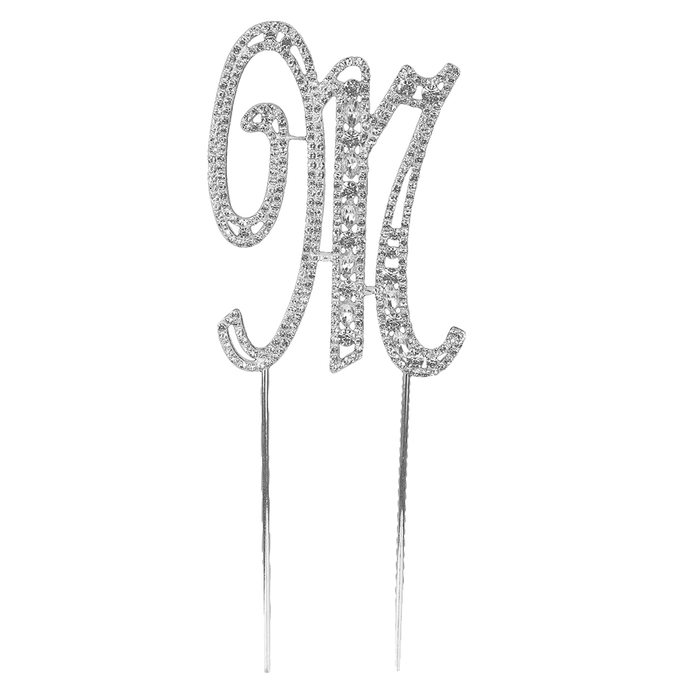 O'Creme Silver Rhinestone 'Letter M' Cake Topper