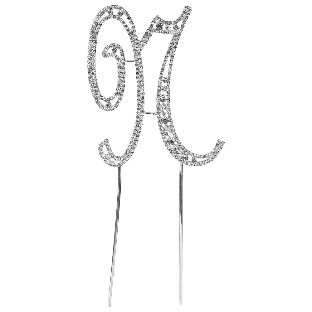 O'Creme Silver Rhinestone 'Letter N' Cake Topper