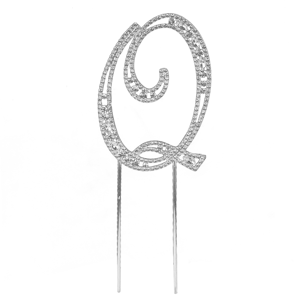 O'Creme Silver Rhinestone 'Letter Q' Cake Topper