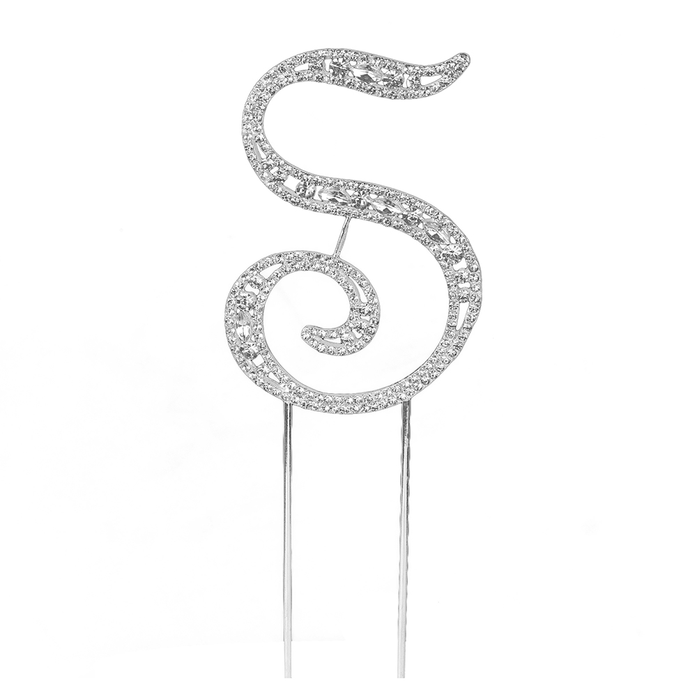 O'Creme Silver Rhinestone 'Letter S' Cake Topper