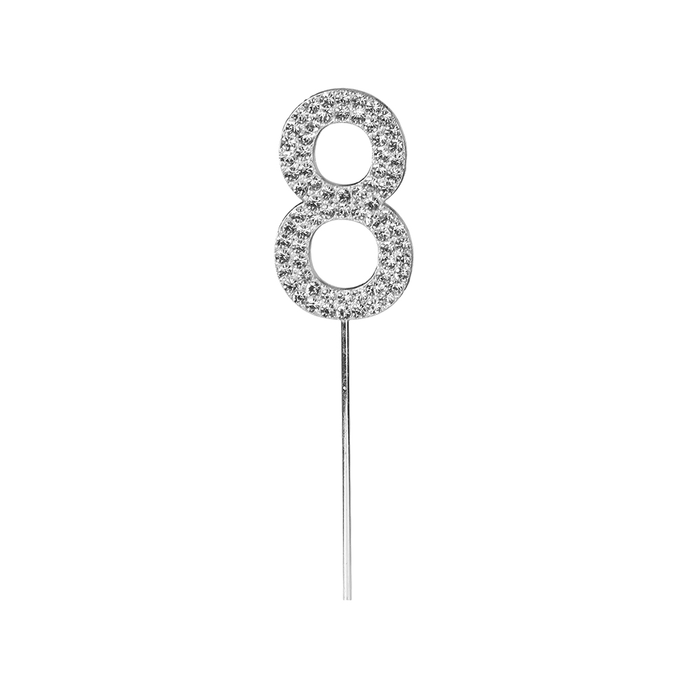 O'Creme Silver Rhinestone 'Number  Eight' Cupcake Topper