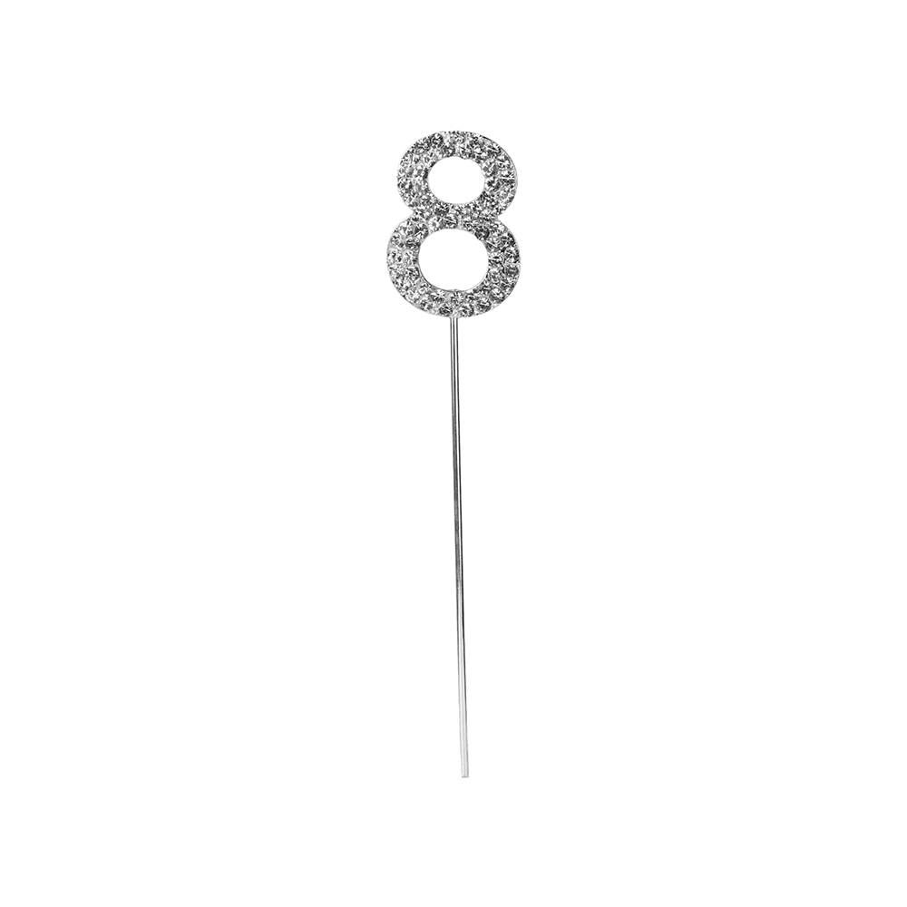 O'Creme Silver Rhinestone 'Number Eight' Cake Topper