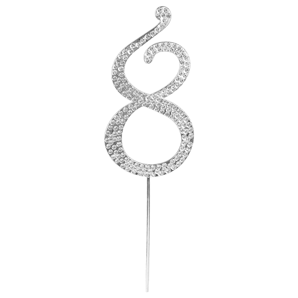 O'Creme Silver Rhinestone 'Number Eight' Cake Topper