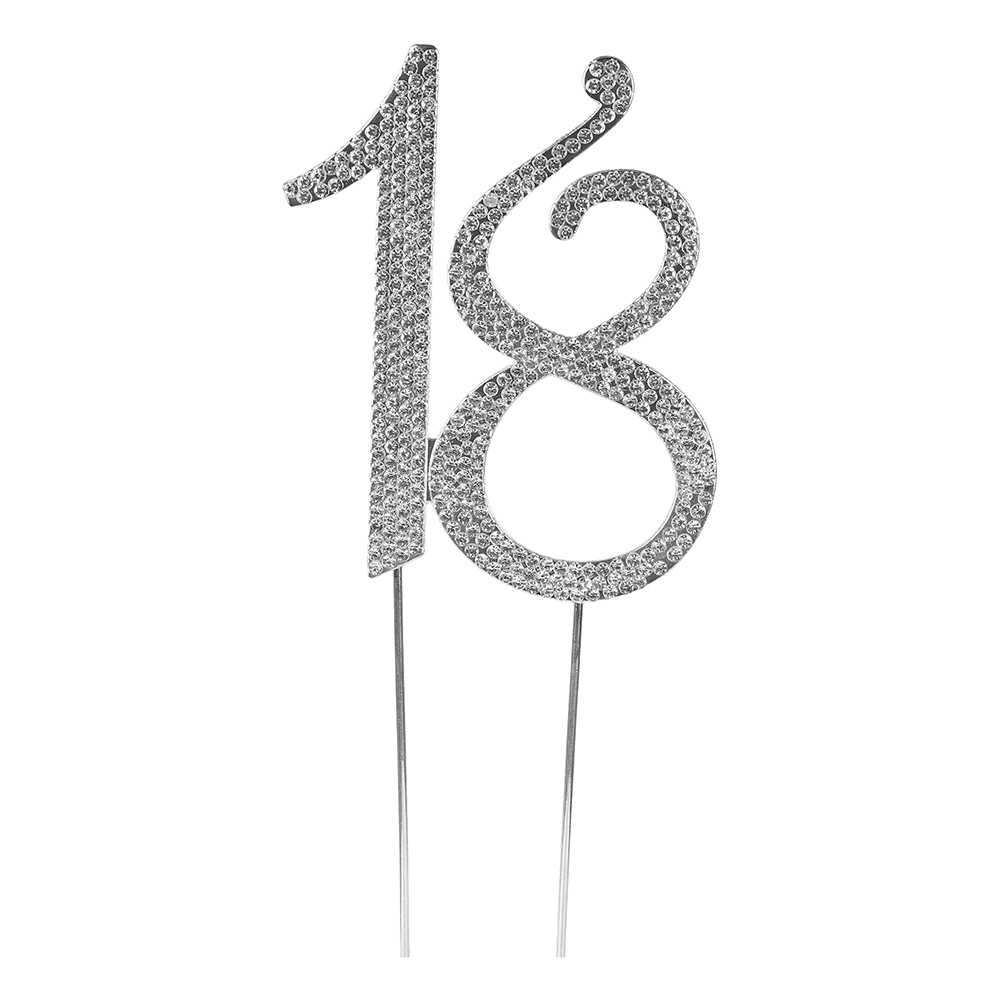 O'Creme Silver Rhinestone 'Number Eighteen' Cake Topper