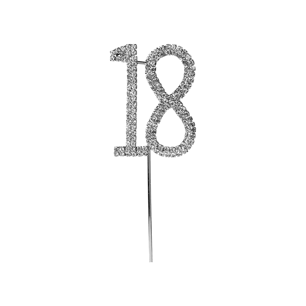 O'Creme Silver Rhinestone 'Number Eighteen' Cupcake Topper