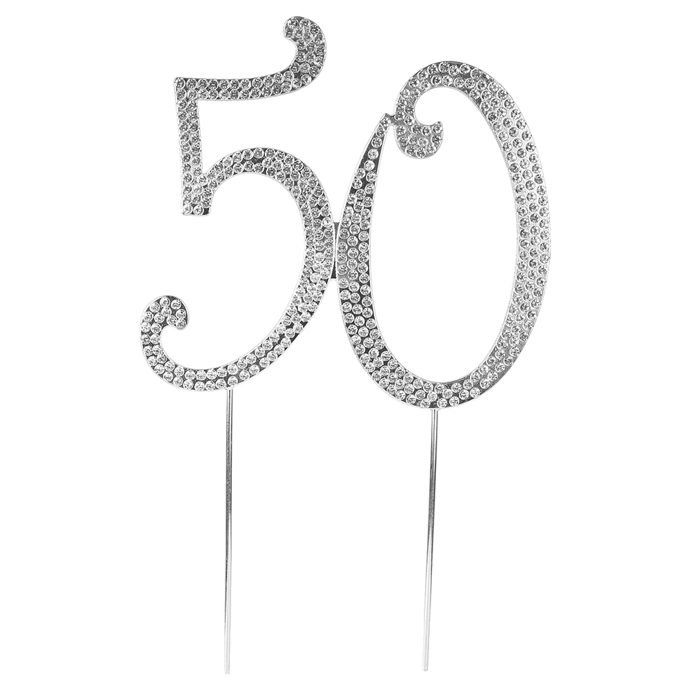 O'Creme Silver Rhinestone 'Number Fifty' Cake Topper