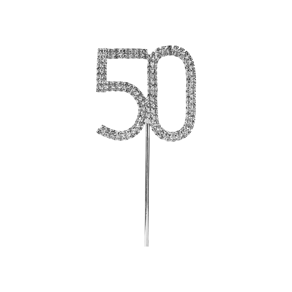 O'Creme Silver Rhinestone 'Number Fifty' Cupcake Topper