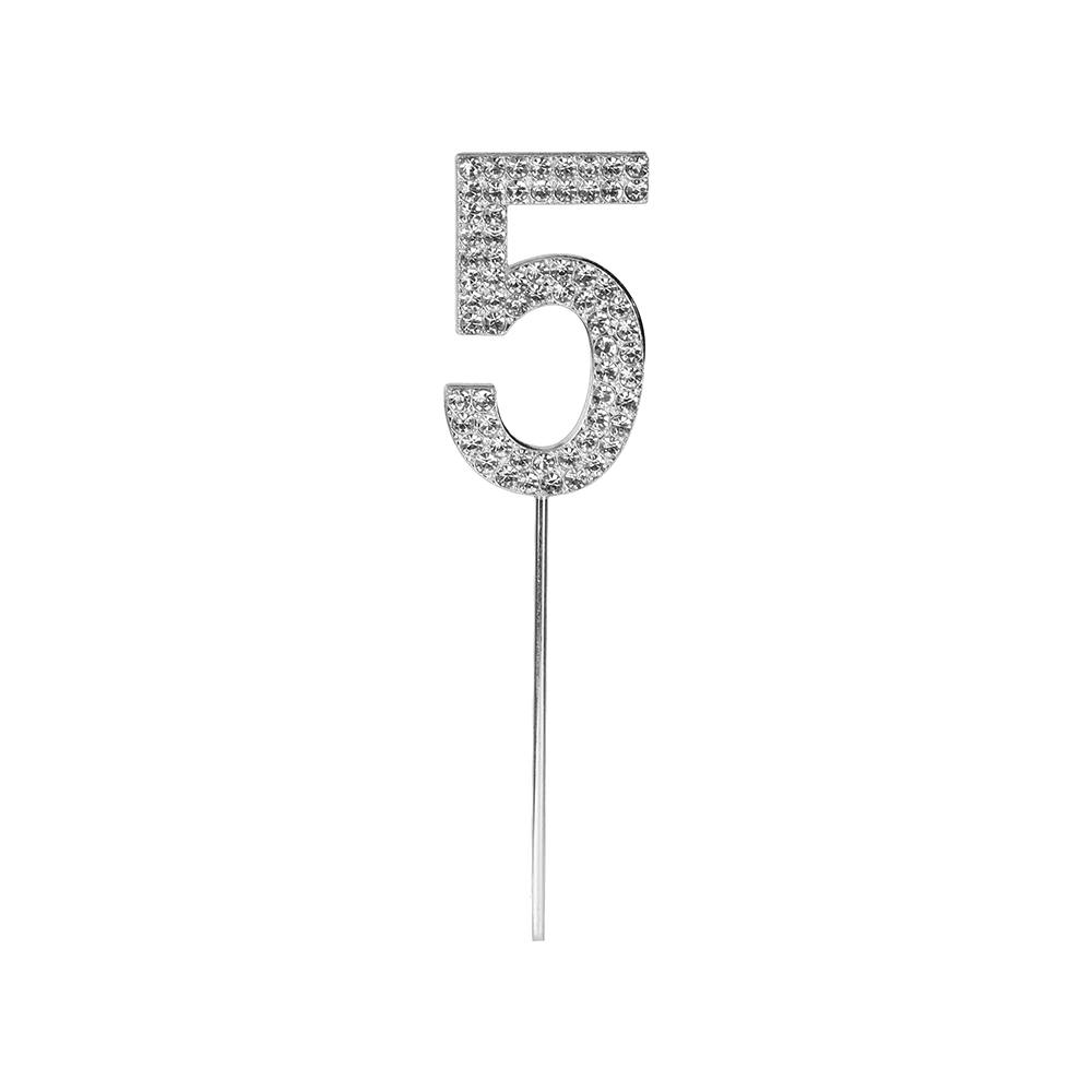 O'Creme Silver Rhinestone 'Number Five' Cupcake Topper