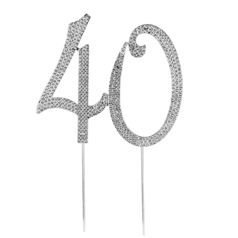 O'Creme Silver Rhinestone 'Number Forty' Cake Topper