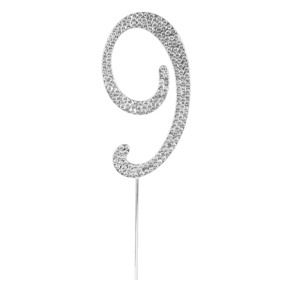 O'Creme Silver Rhinestone 'Number Nine' Cake Topper