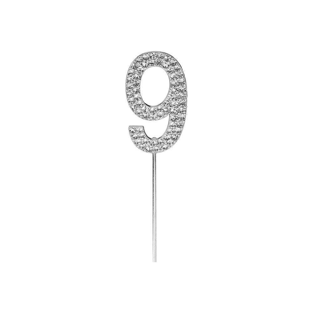 O'Creme Silver Rhinestone 'Number Nine' Cupcake Topper