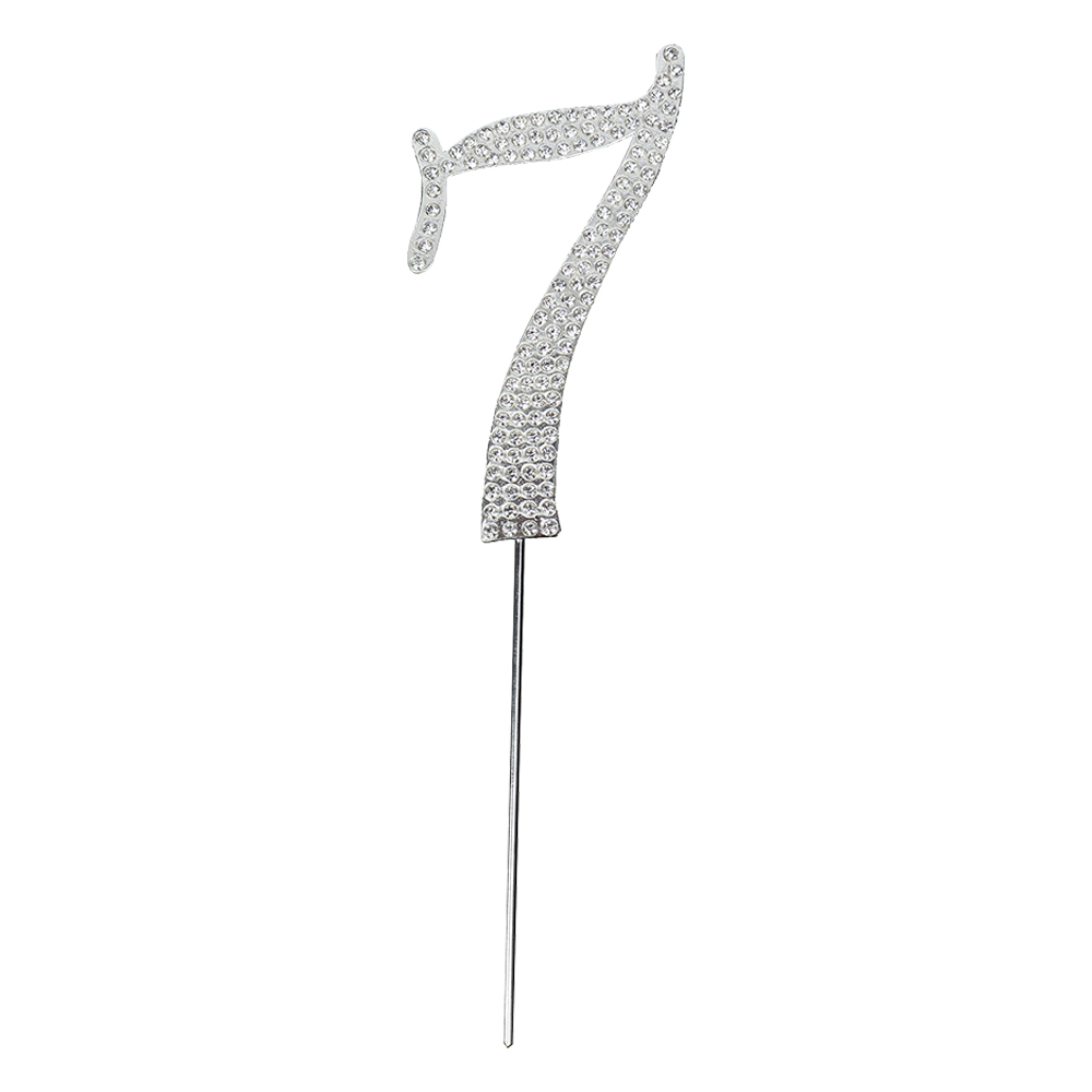 O'Creme Silver Rhinestone 'Number Seven' Cake Topper