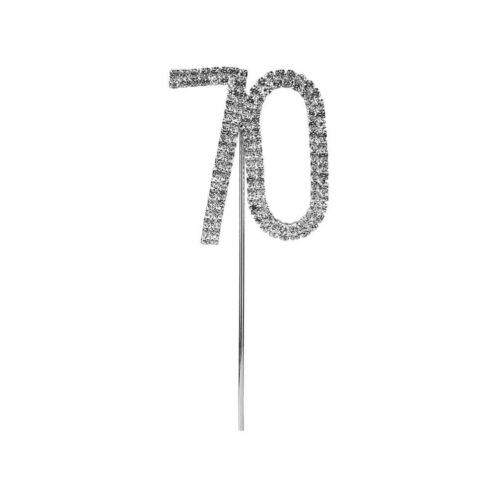 O'Creme Silver Rhinestone 'Number Seventy' Cupcake Topper