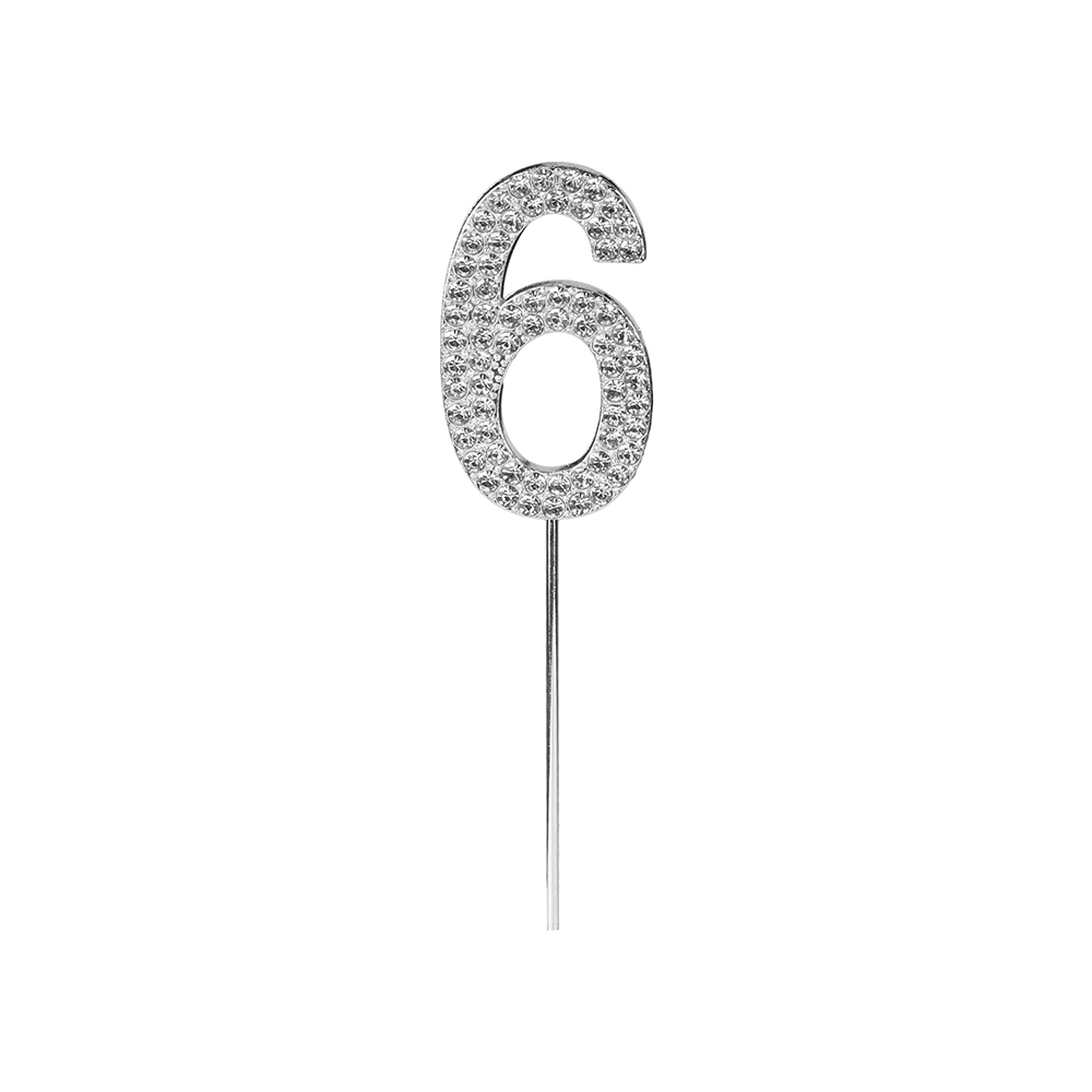 O'Creme Silver Rhinestone 'Number Six' Cupcake Topper