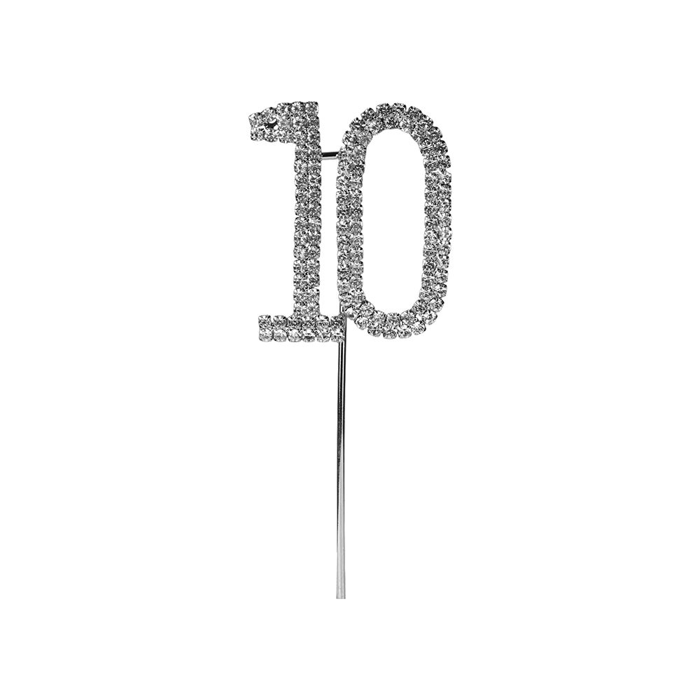 O'Creme Silver Rhinestone 'Number Ten' Cupcake Topper