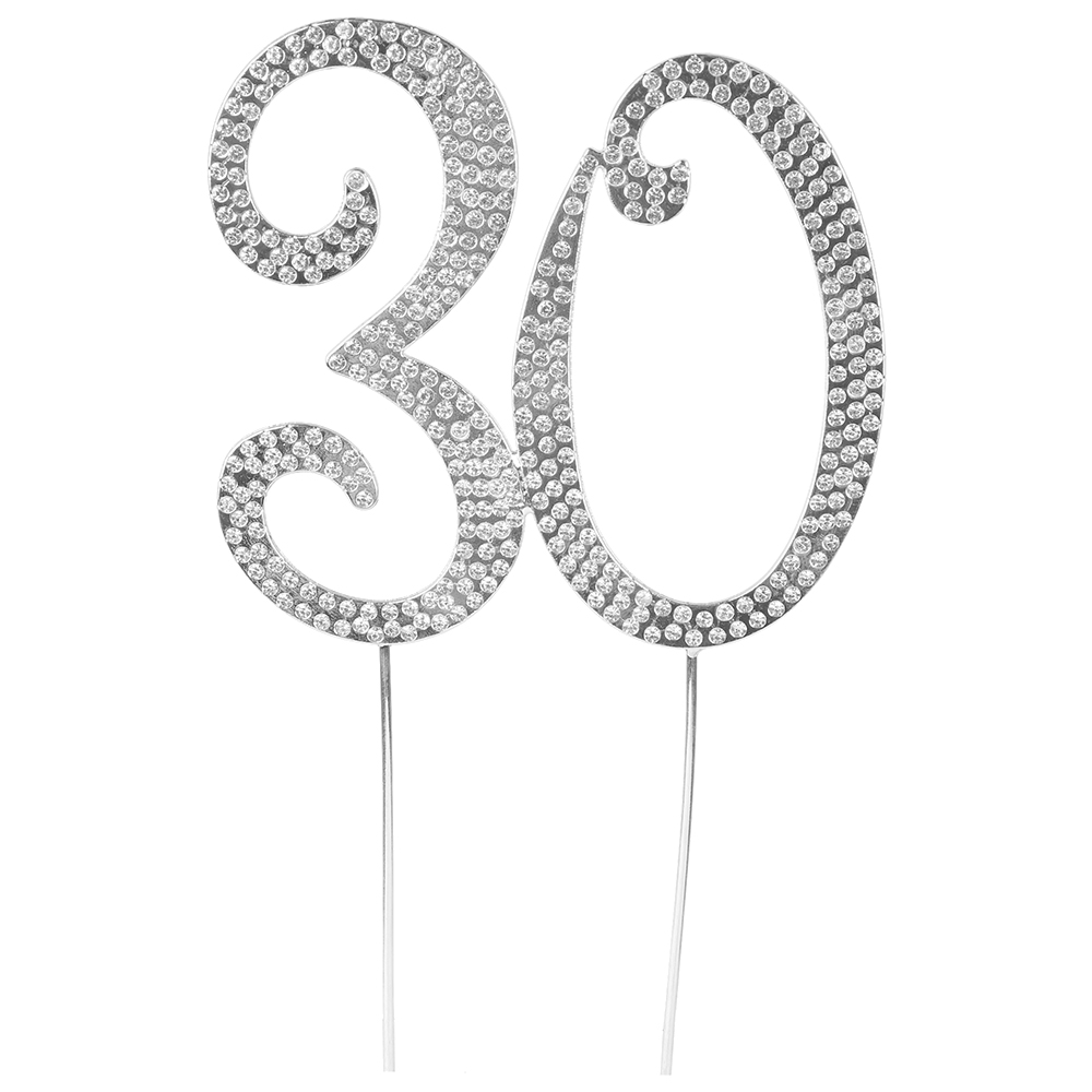 O'Creme Silver Rhinestone 'Number Thirty' Cake Topper