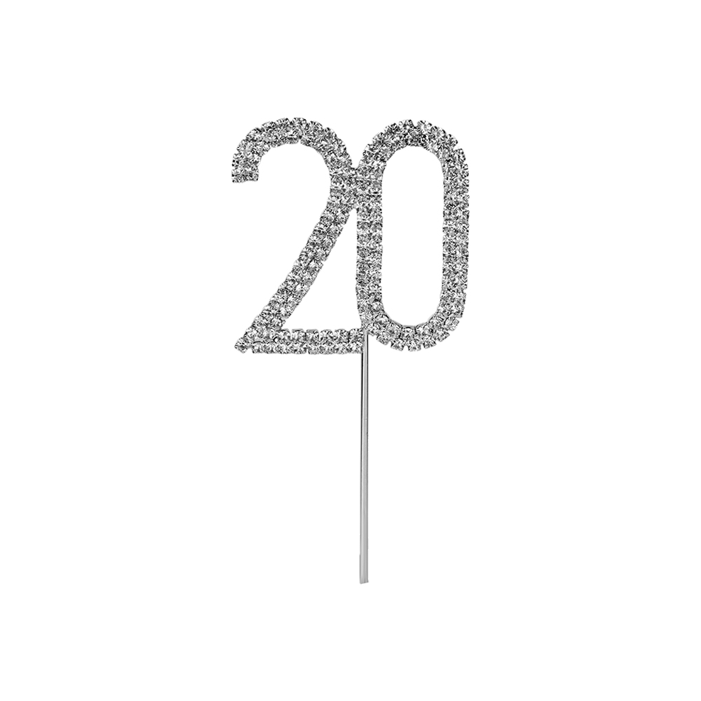 O'Creme Silver Rhinestone 'Number Twenty' Cupcake Topper