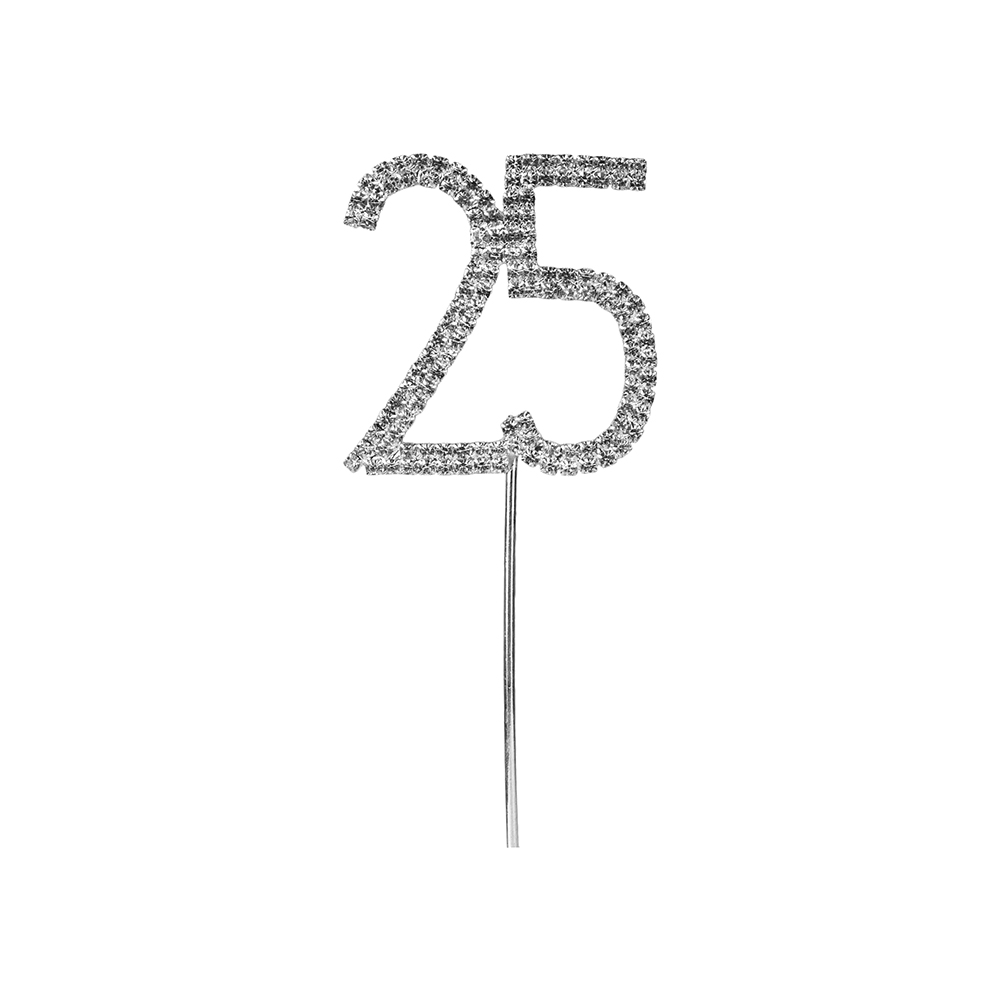 O'Creme Silver Rhinestone 'Number Twenty Five' Cupcake Topper