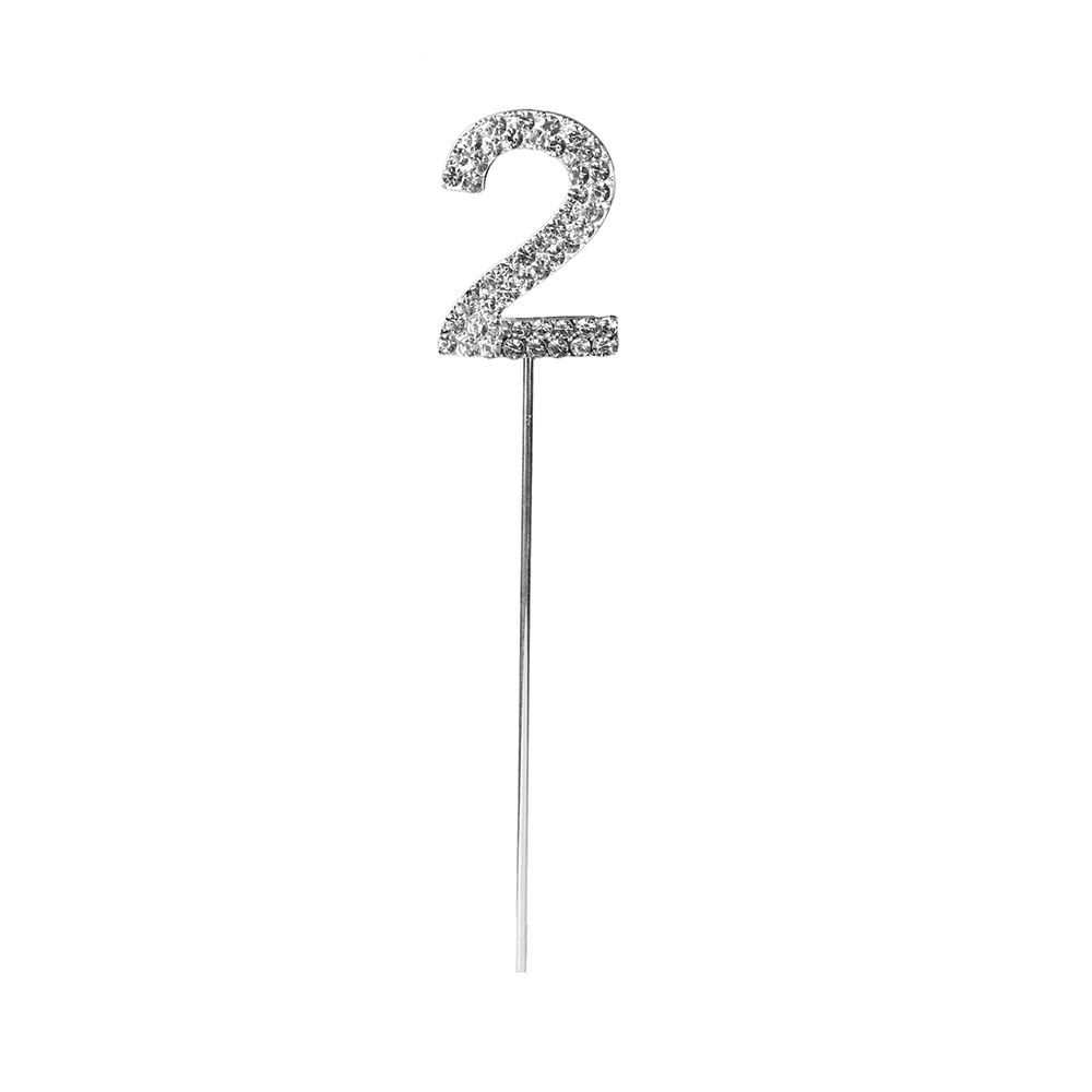 O'Creme Silver Rhinestone 'Number Two' Cake Topper