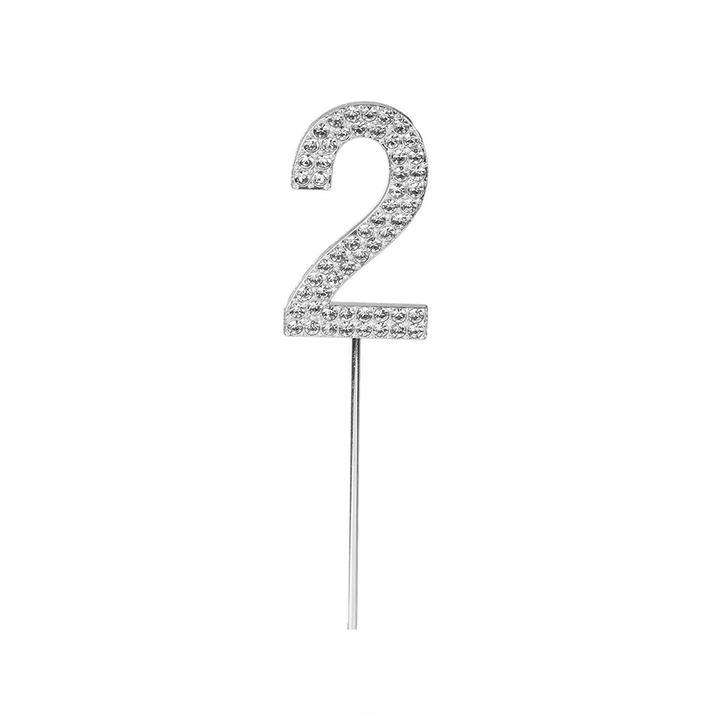 O'Creme Silver Rhinestone 'Number Two' Cupcake Topper