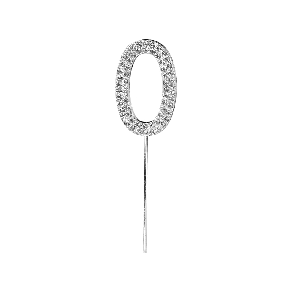 O'Creme Silver Rhinestone 'Number Zero' Cupcake Topper