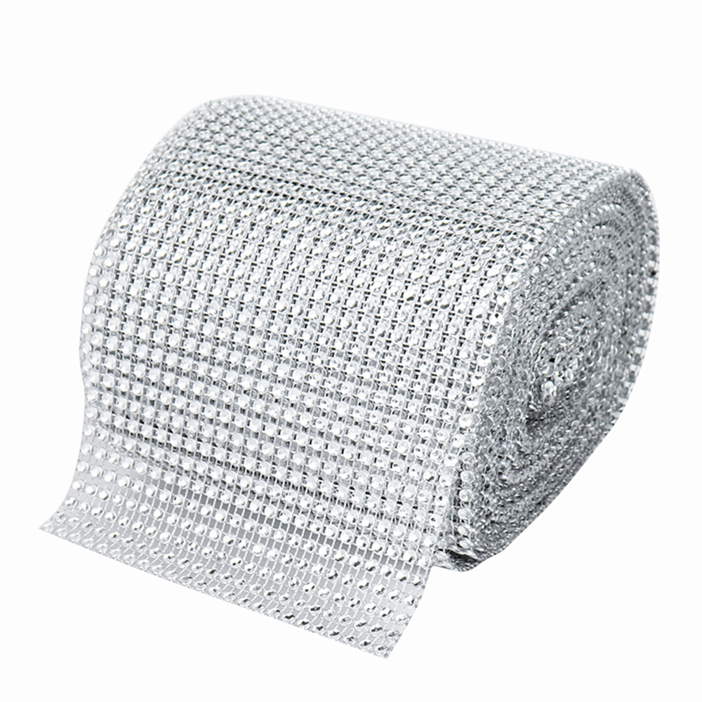 O'Creme Silver Rhinestone Wrap, 4-1/2" x 10 Yards