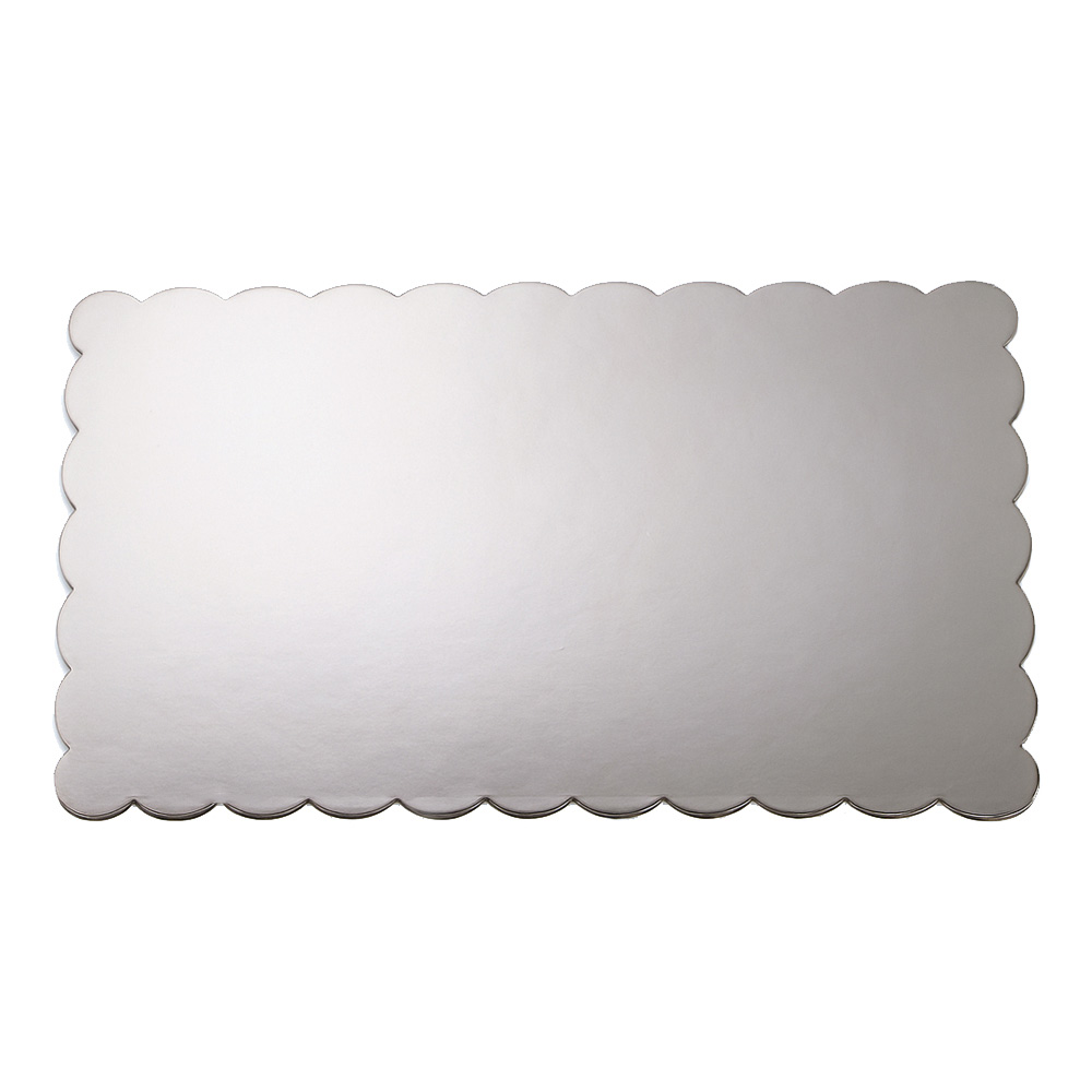 O'Creme Silver Scalloped Log Cake Boatd, 11.25" x 6.5" - Pack of 25