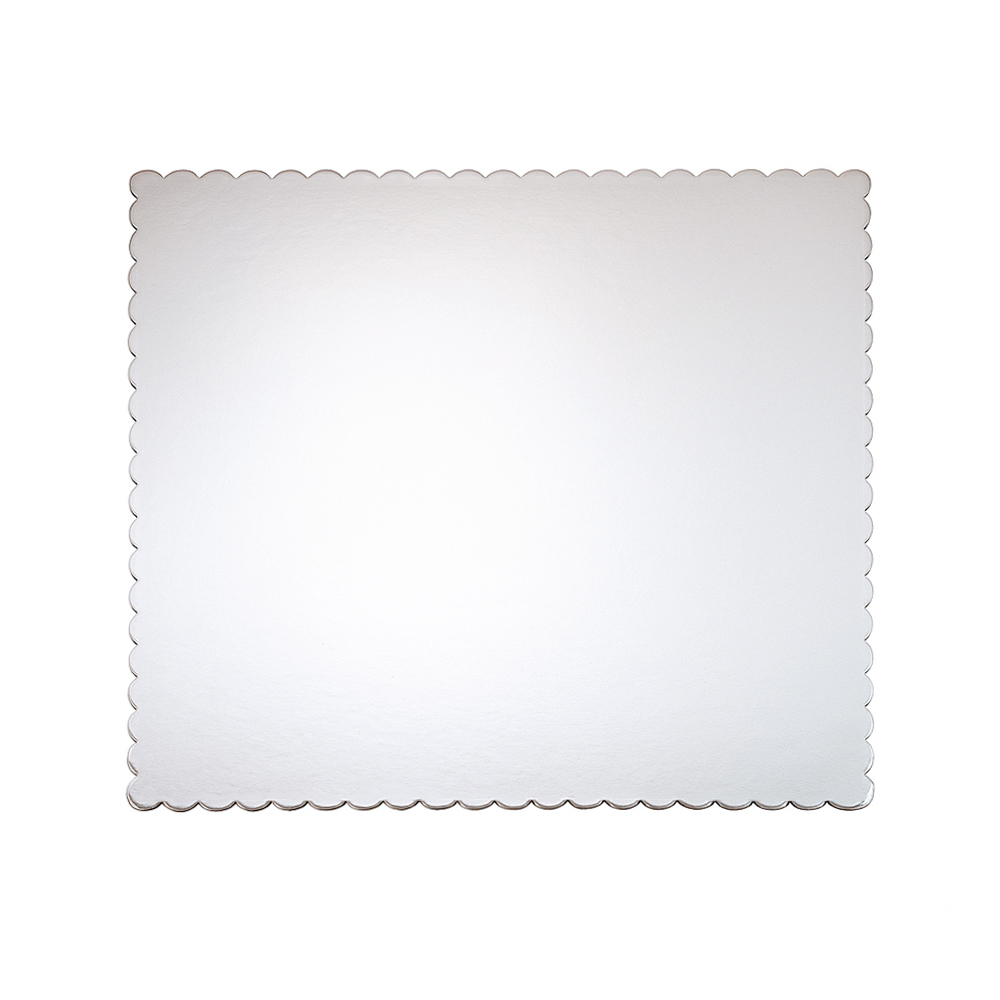 O'Creme Silver Square Scalloped Cake Boards, 12" x 12" - Pack of 25