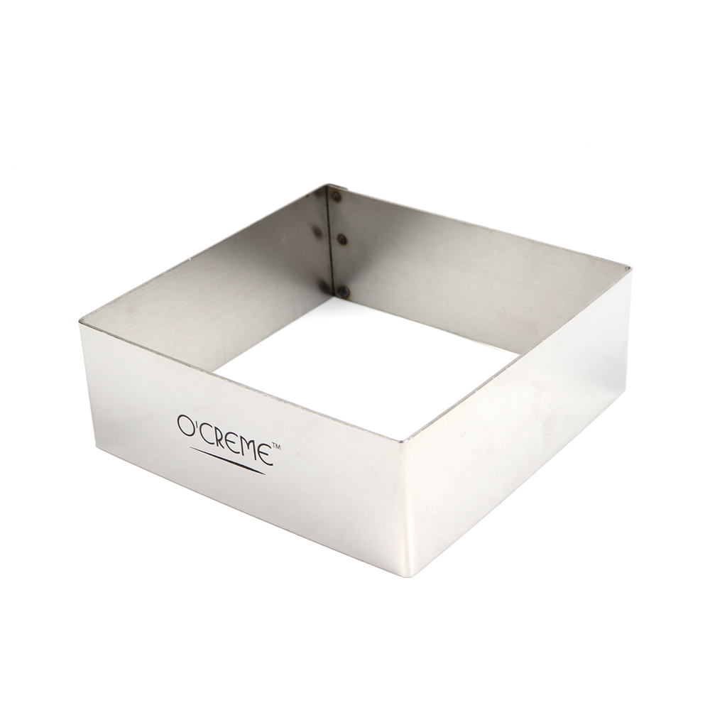 O'Creme Stainless Steel Square Cake Ring 4-3/4" x 1-3/4" High 