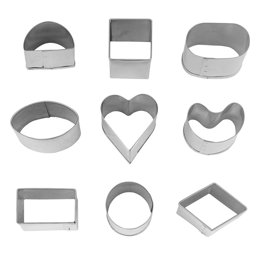 O'Creme Stainless Steel Cookie Cutters, Set of 9