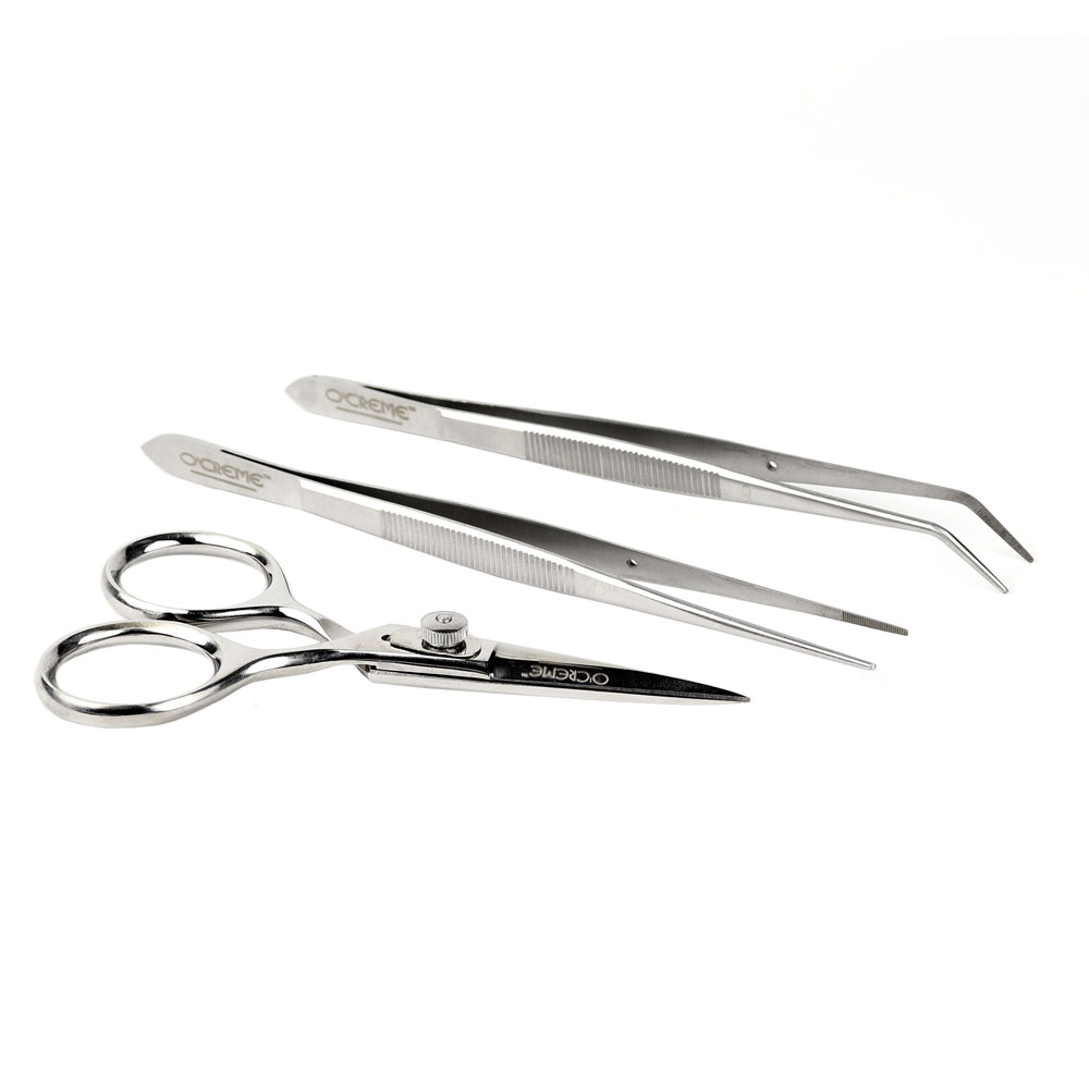O'Creme Stainless Steel Tweezers & Scissors, Set of 3 