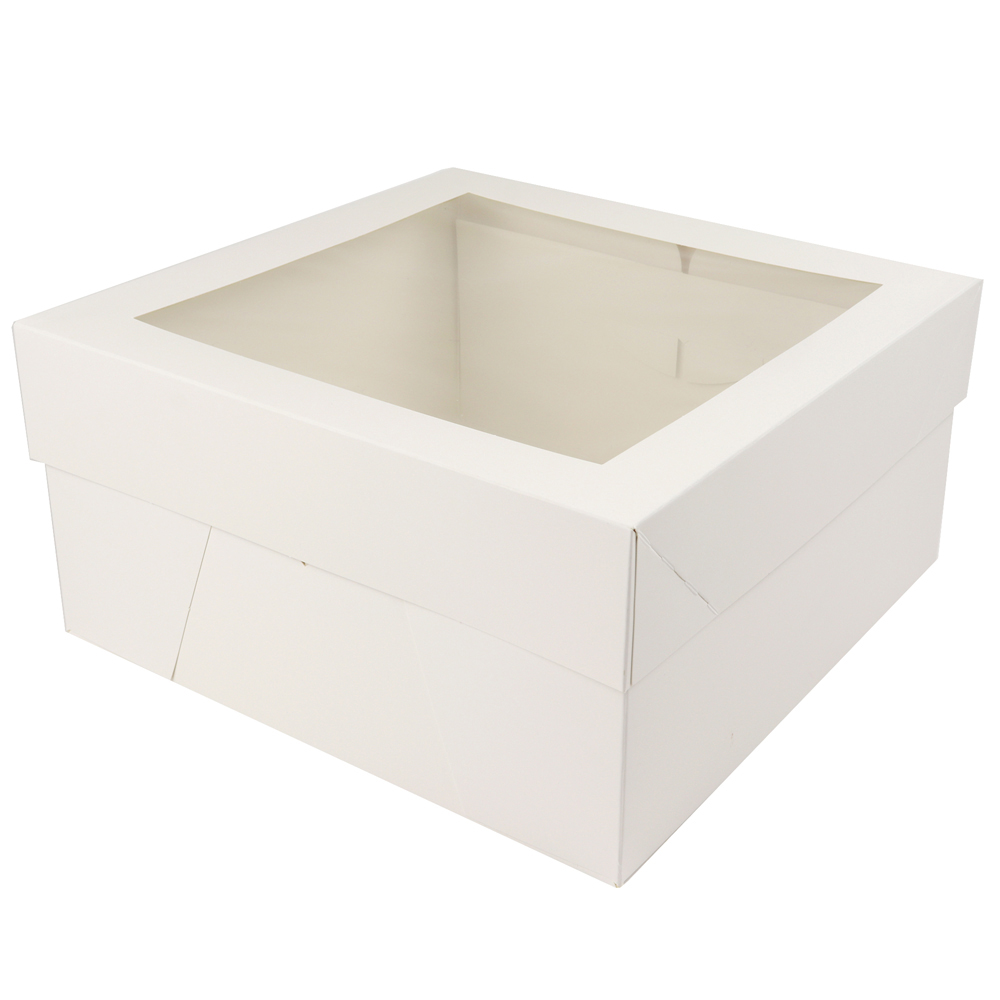 O'Creme White Cake Box with  Window, 12" x 12" x 6" - Case of 100