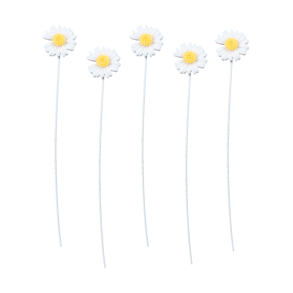 O'Creme White Daisy Cake Toppers, Pack of 5