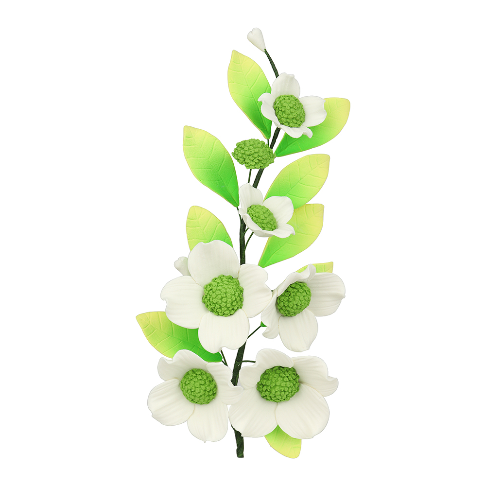 O'Creme White Dogwood Spray Gumpaste Flowers - Set of 2