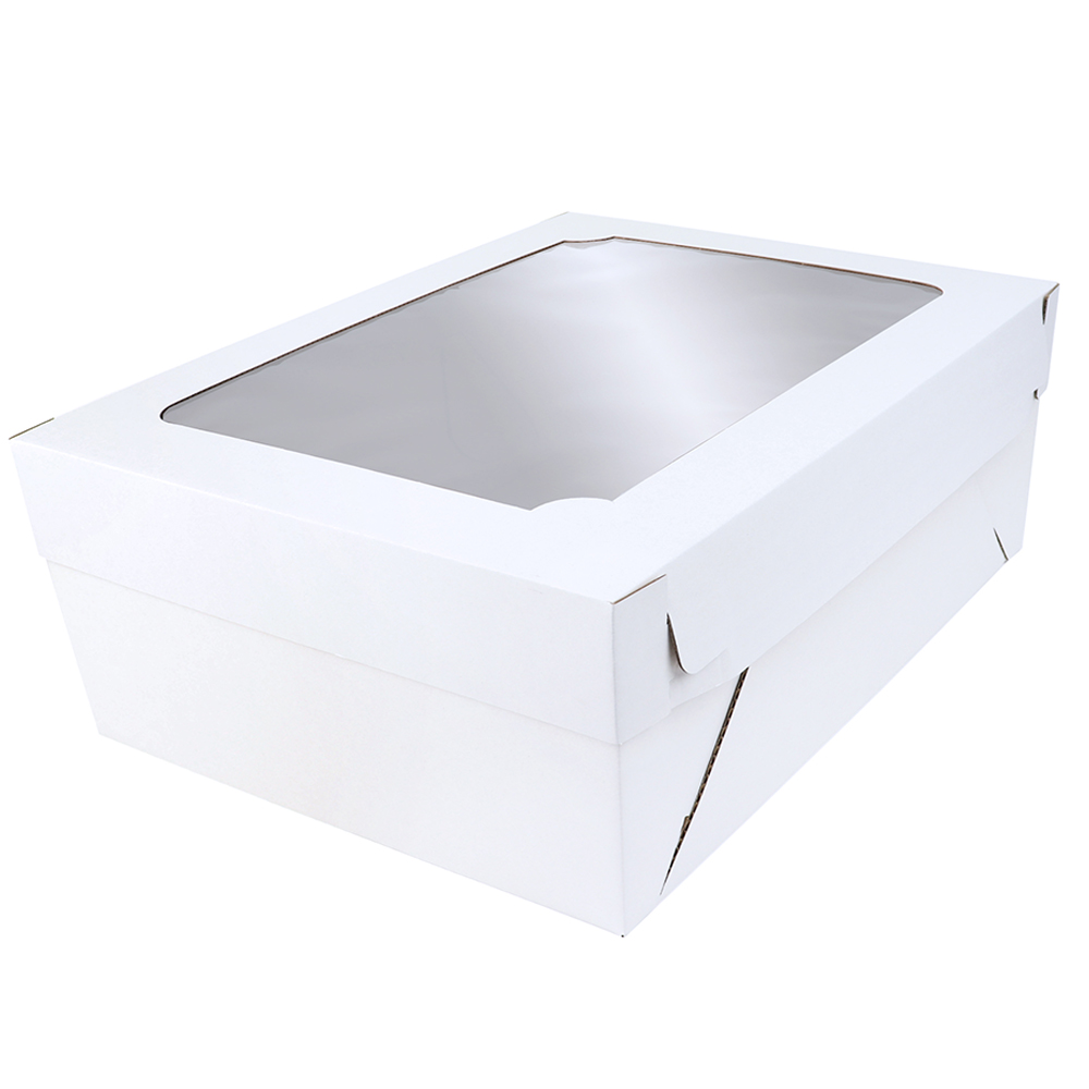 O'Creme White Full Size, 8" Deep, Cake Box with Window - Pack of 5